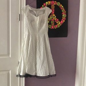 White Cloth Dress with Black Polka Dots